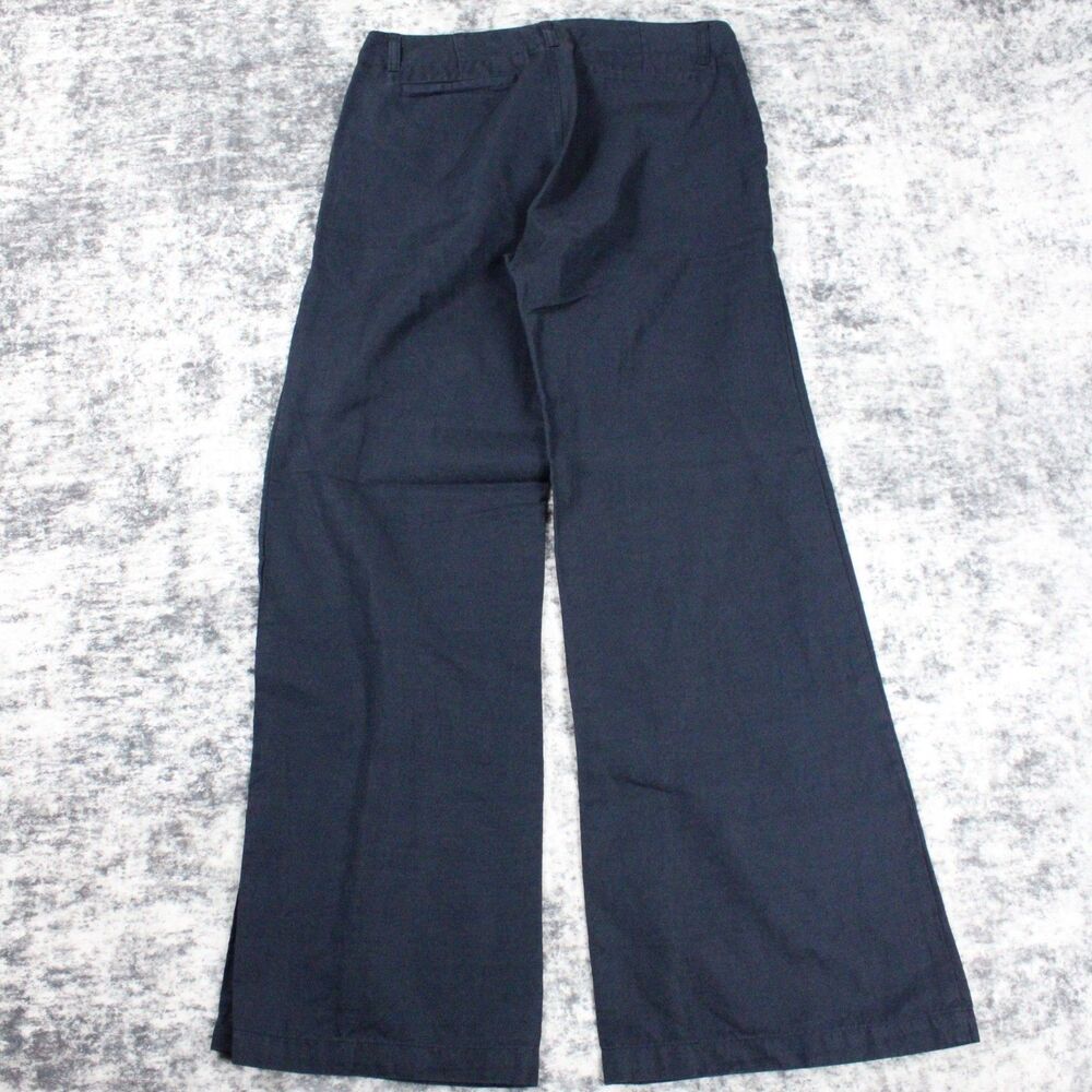 Gap Khakis Chino Pants Womens Size 10 Blue Navy Linen Cotton Y2K Relaxed - Picture 9 of 10